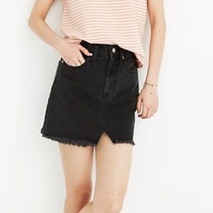 Madewell black rigid denim a-line skirt